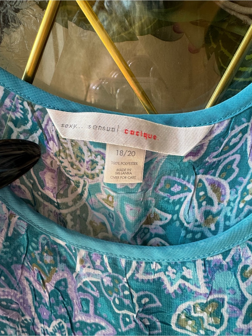 Cacique 18/20 Blue Paisley Scoop Neck top and shorts, lingerie set. NWOT - Picture 6 of 7